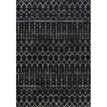 Moroccan Hype Boho Vintage Diamond Area Rug Black/Ivory
